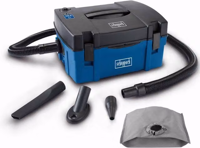 Scheppach HD2P 1250W 3-in-1 Portable Vacuum, Dust Extractor and Inflator, 5L Capacity, Blue