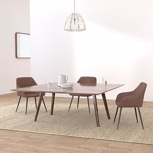 tectake Set of 4 Marilyn Dining Chairs in Brown Velvet with Black Metal Legs – 2
