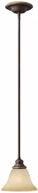 Elstead Cello Dome Mini Pendant Light in Antique Bronze with Faux Alabaster Glass and E27 Bulb Holder