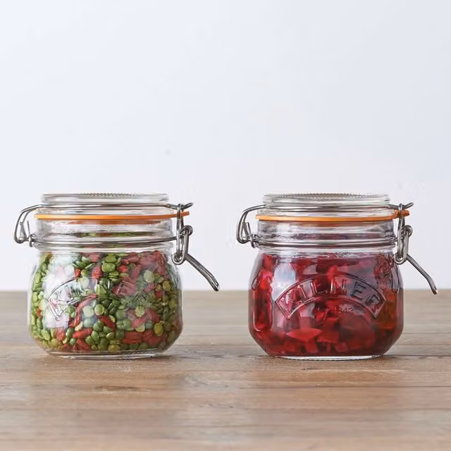 Kilner Clip Top Glass Storage Jar, 0.5 l, Transparent Orange