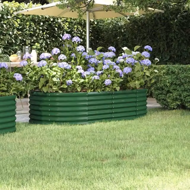 Berkfield Home Garden Green Powder-coated Steel Raised Bed W/D/H: 152 x 80 x 36 cm – 1