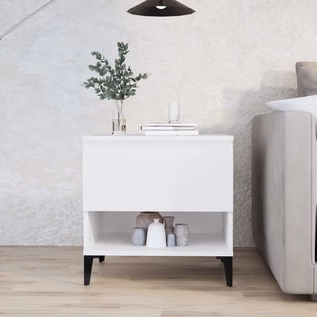 Berkfield Home White Side Table in Engineered Wood, W/D/H: 50 x 46 x 50 cm – 1