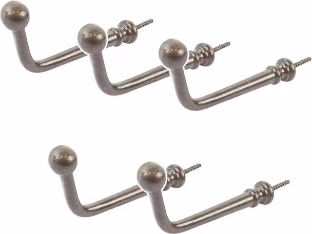 Hammer and Tongs Grey Iron Flat Top Screw Hook, Pack of 5, W20mm x H60mm