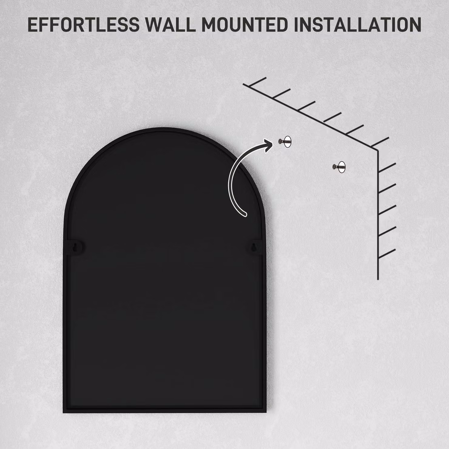 HOMCOM Arched Wall Mirror in Black, W: 50 cm, H: 70 cm – 3