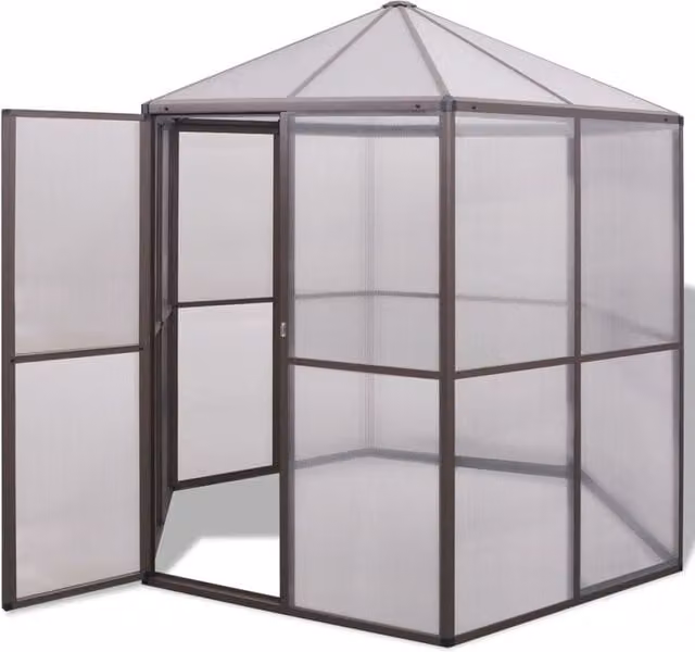 Berkfield Home Aluminium Polycarbonate Greenhouse in Brown, W/D/H: 240 x 211 x 232 cm – 1