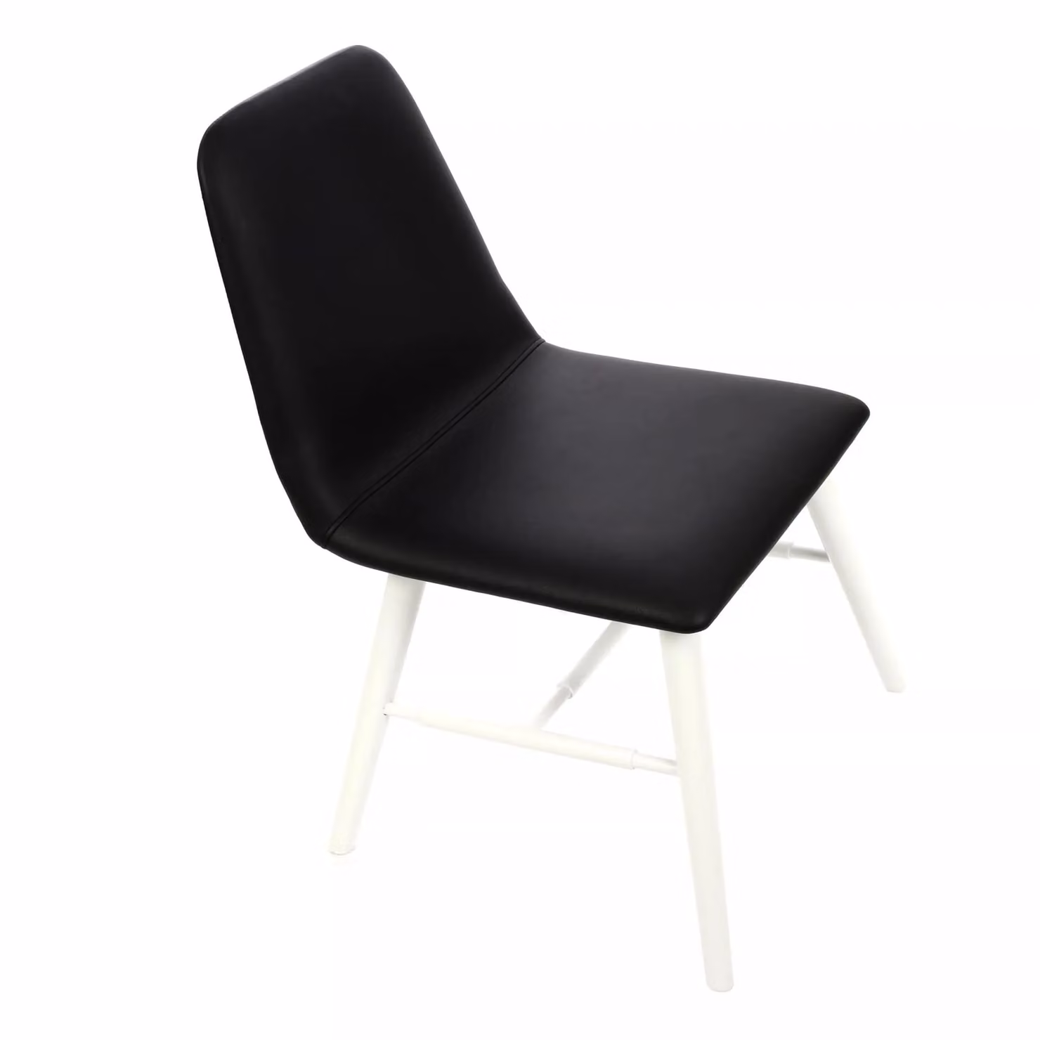 Interiors by Premier Orsina Black Synthetic Leather Dining Chair with White Wood Legs – 3