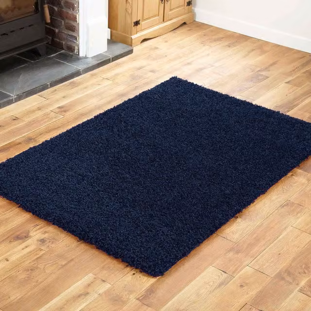 The Modern Rugs Everest Soft Fluffy Shaggy Rug in Navy Blue, W: 170 cm x D: 120 cm