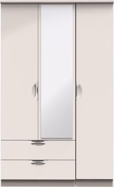 Ready Assembled 2 U Holborn Triple Mirrored Wardrobe with 2 Drawers in Taupe
