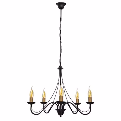 Netlighting Malbo Multi Arm Ring Pendant Ceiling Light in Black Patina, Diameter: 60 cm