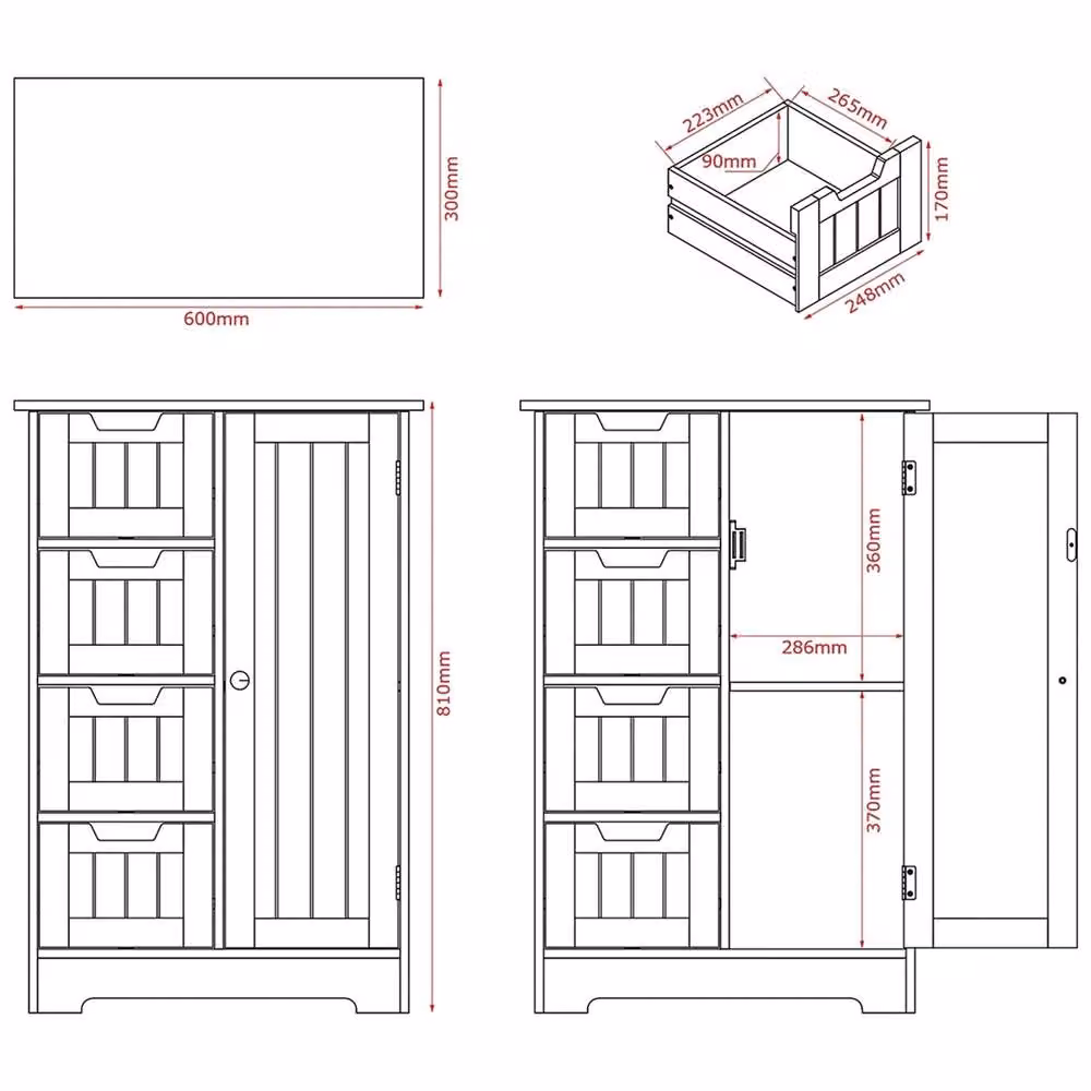 FORGEVIO White Minimalist Bathroom Storage Cabinet with 4 Drawers and 1 Hinged Door – 2