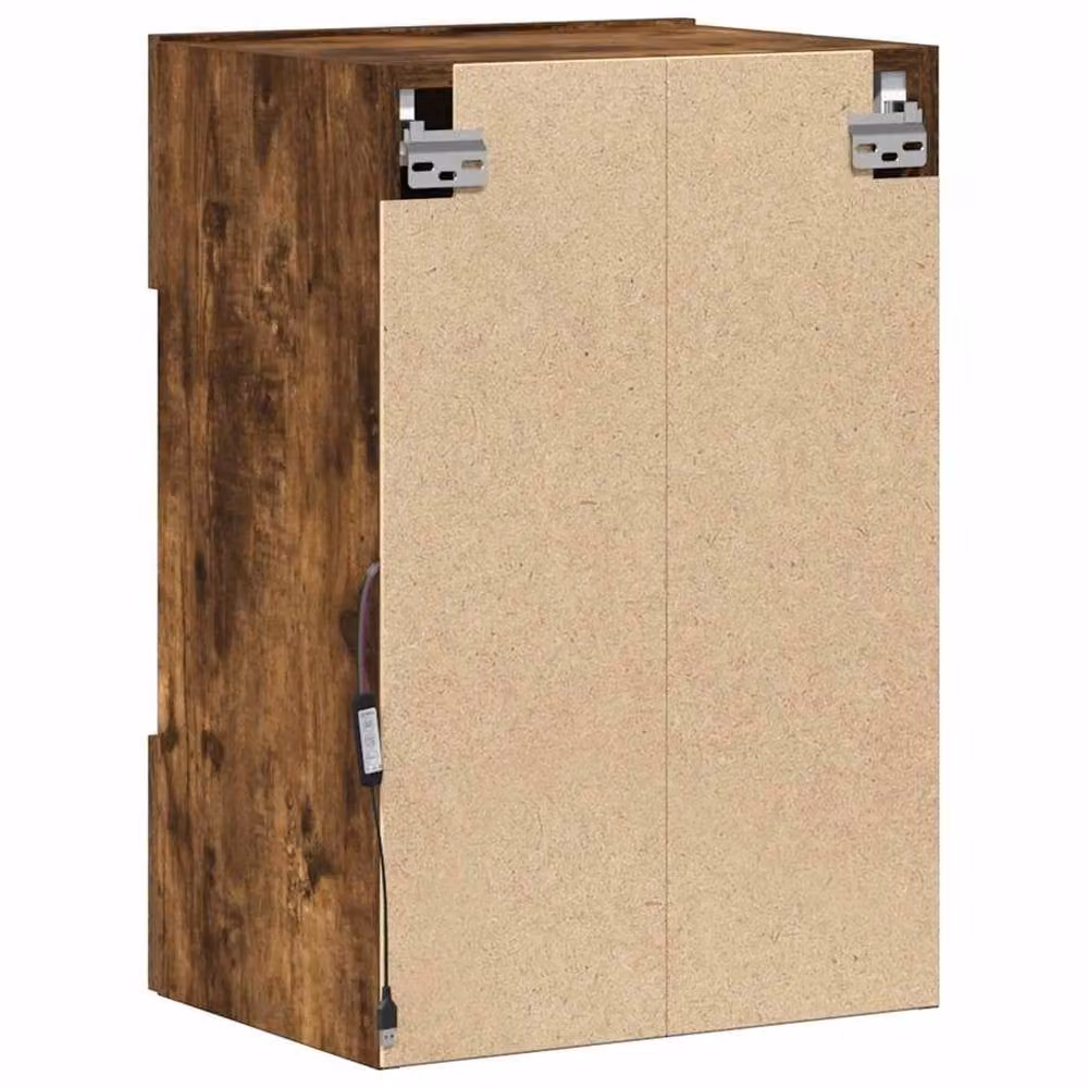 Berkfield Home Set of 2 Modern TV Wall Cabinets with LED Lights in Smoked Oak Brown, W/D/H: 40 x 30 x 60.5 cm – 6