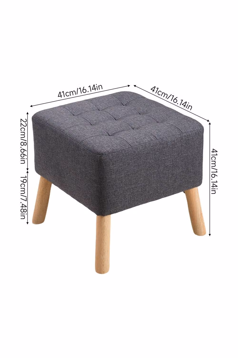 Living and Home Linen Upholstered Cube Footstool in Grey – 3