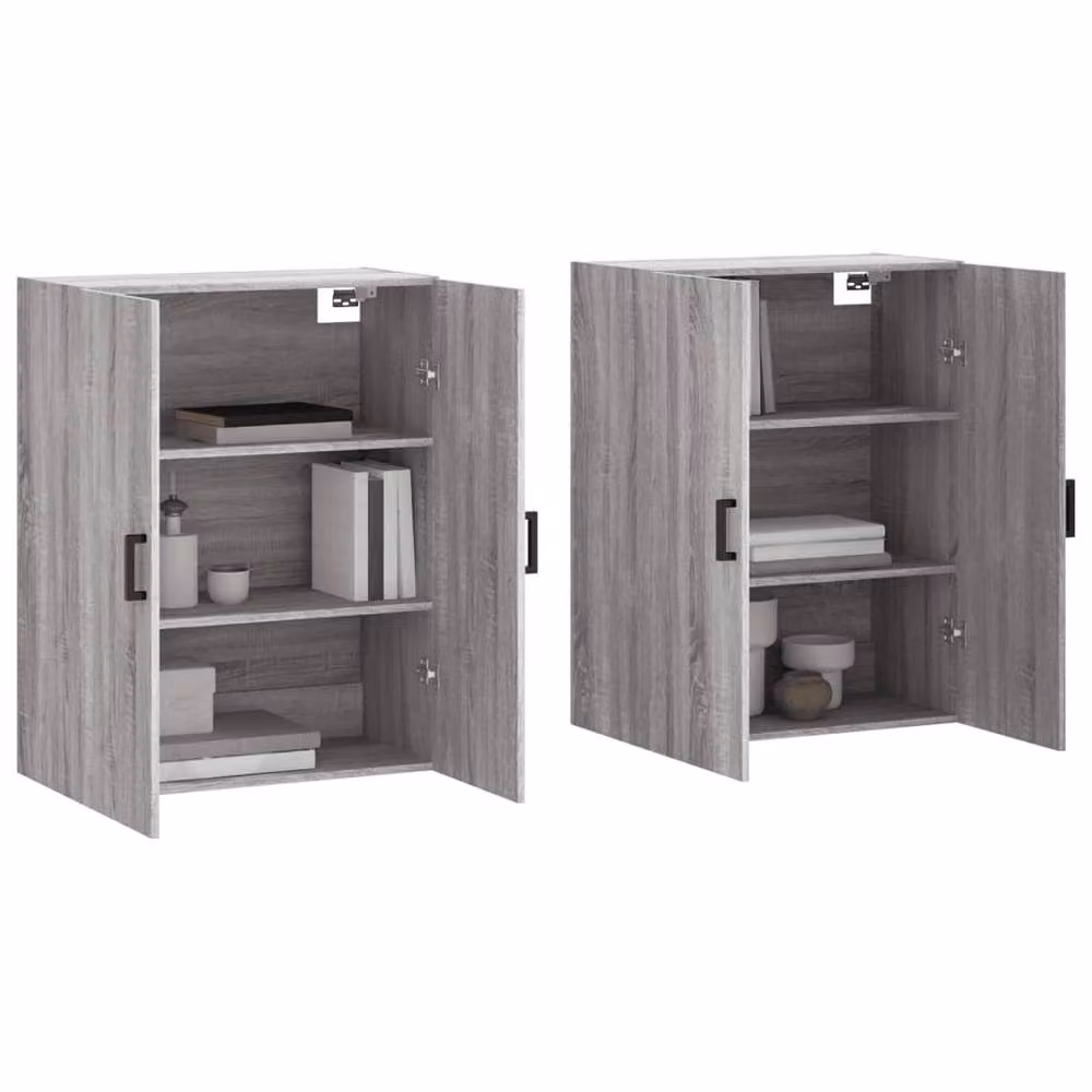 Berkfield Home Wall Mounted Cabinets, 2 Piece Set in Grey Sonoma, W/D/H: 69.5 x 34 x 90 cm – 2