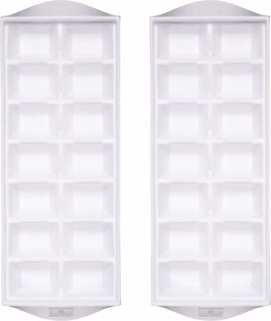 BarCraft Set of 2 Flexible BPA-Free Plastic Ice Cube Trays in Transparent