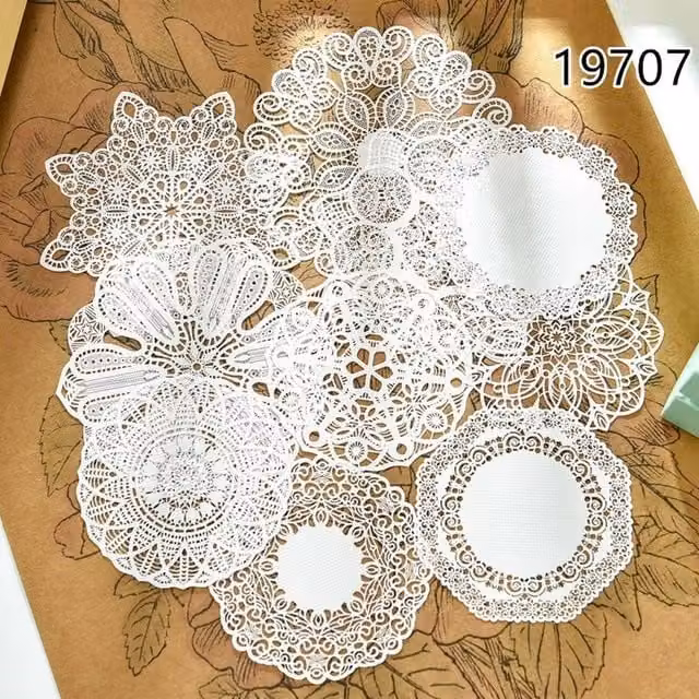 FLAVORA 10 Pack White Floral Lace Paper Doilies for Weddings