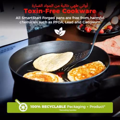 Tower SmartStart Non-Stick Aluminium Frying Pan, Black, 24cm – 5