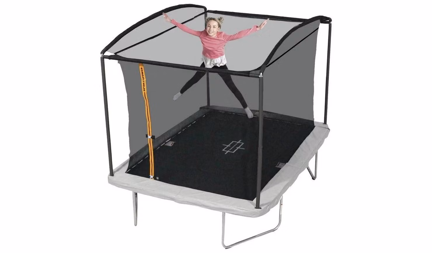 Sportspower Rectangular Trampoline with Enclosure in Black with Galvanised Steel Frame