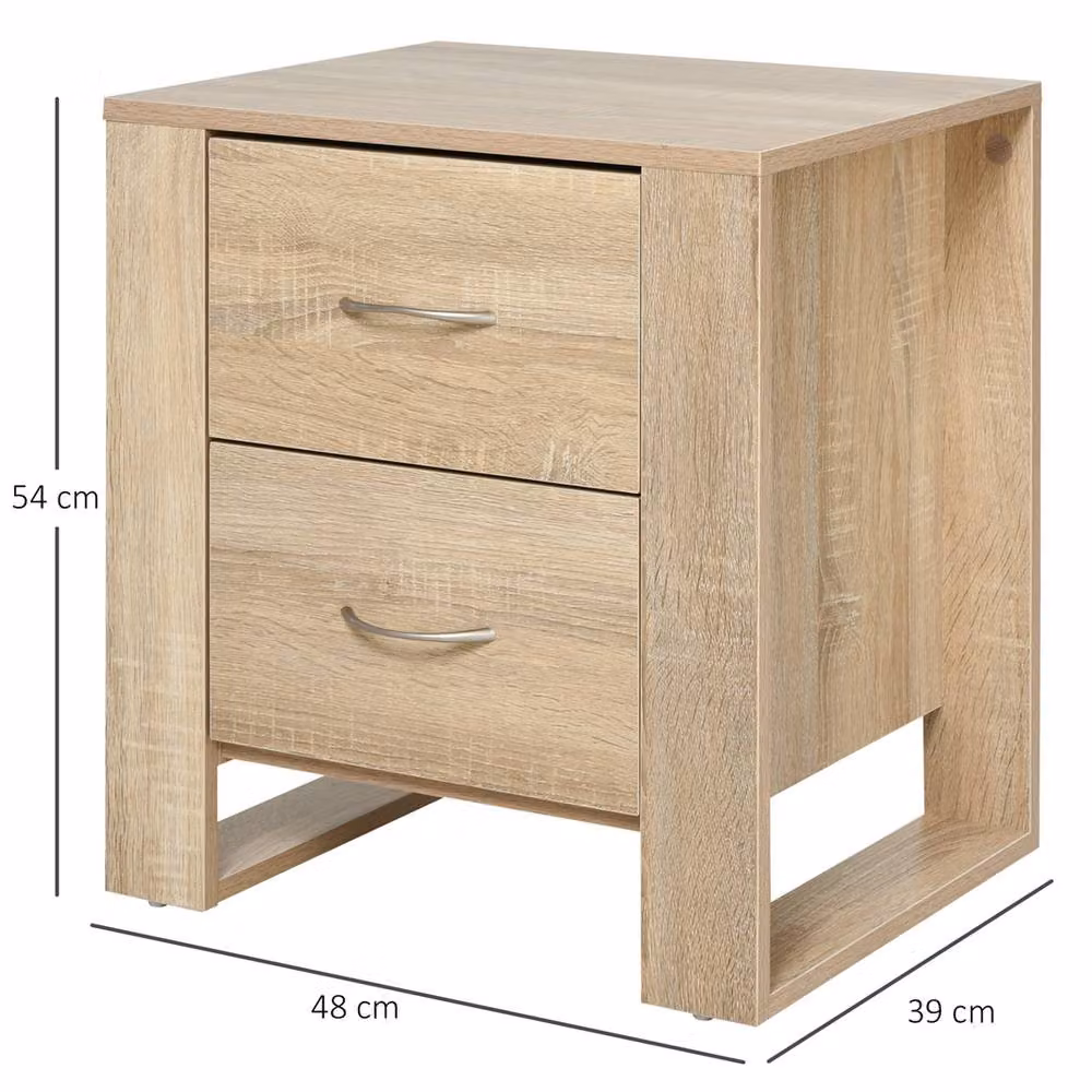 EONLION Natural Solid Wood Bedside Table with Drawers in Beige – 2