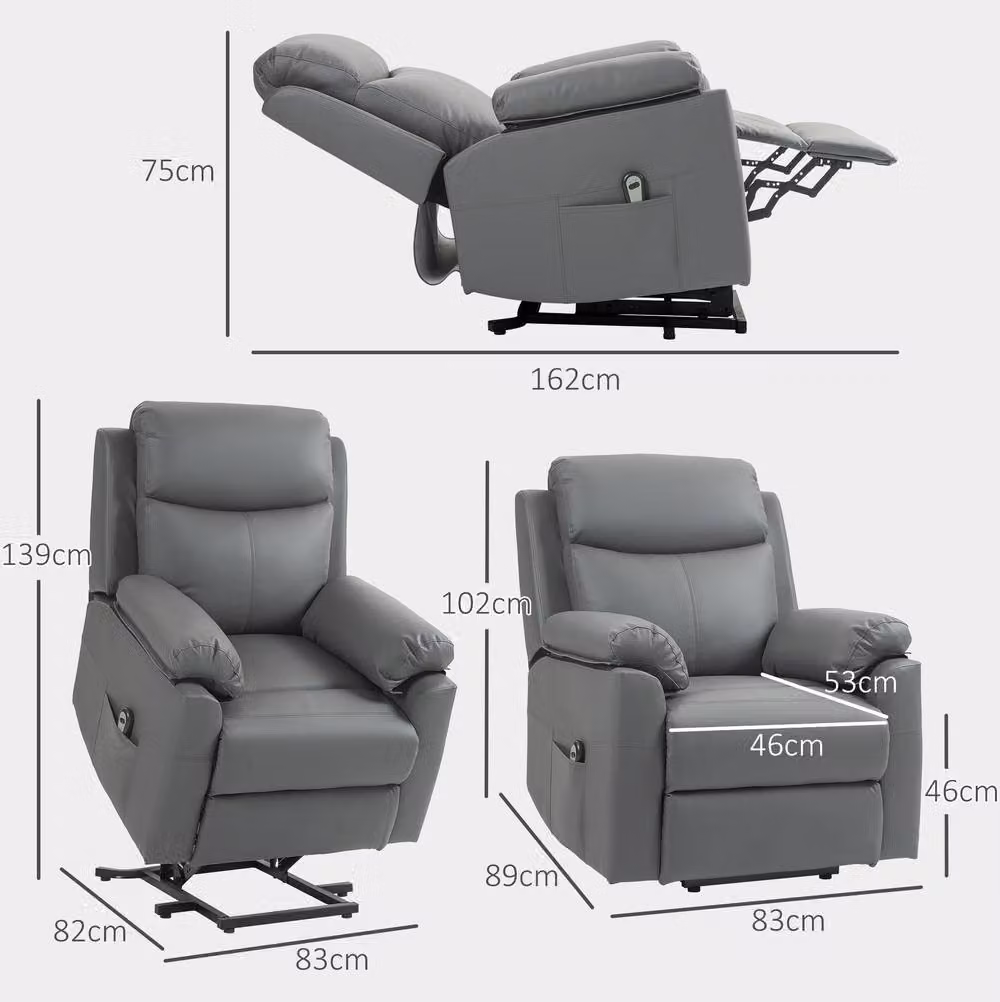 STILVORA Electric Riser Recliner Chair with Grey Faux Leather Upholstery – 2