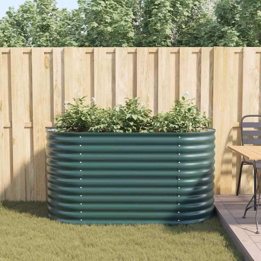 Berkfield Home Garden Green Galvanised Steel Raised Bed W/D/H: 160 x 80 x 81 cm – 4
