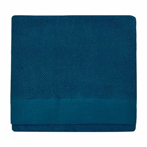 Riva Home Textured Weave Oxford Panel Cotton Bath Towel in Blue, W/D/H: 70 x 130 cm – 1