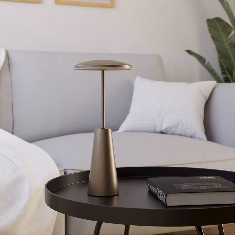 Loops Modern LED Table Lamp in Bronze and Brown with USB Charging – 2