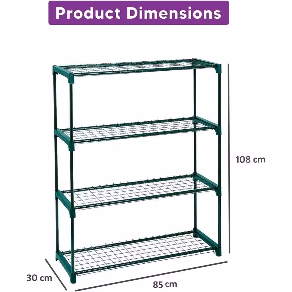 Kelvenix 4-Tier Metal Garden Plant Display Rack in Green, H 108 cm x W 85 cm x D 30 cm – 2