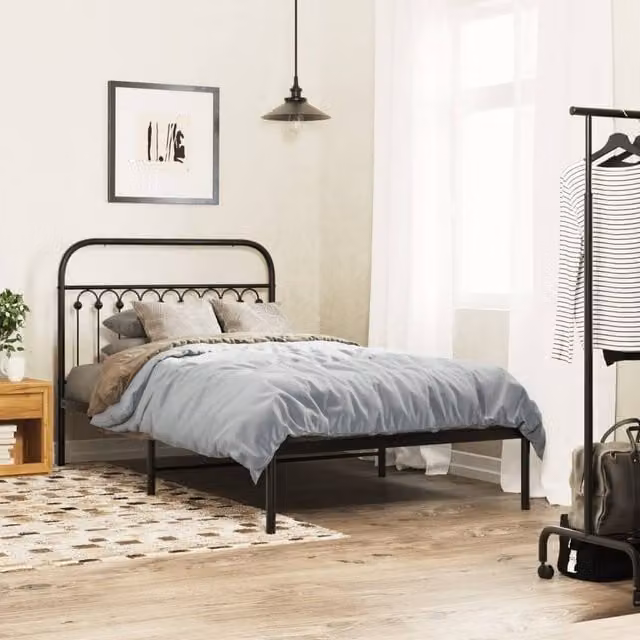 Berkfield Home Metal Headboard in Black – 1