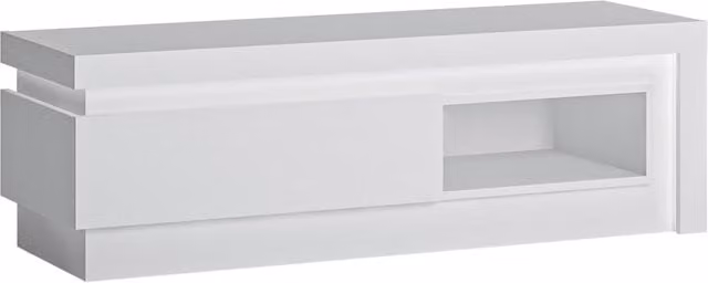 Furniture To Go Lyon Modern Glossy White 1-Drawer Open Shelf TV Cabinet