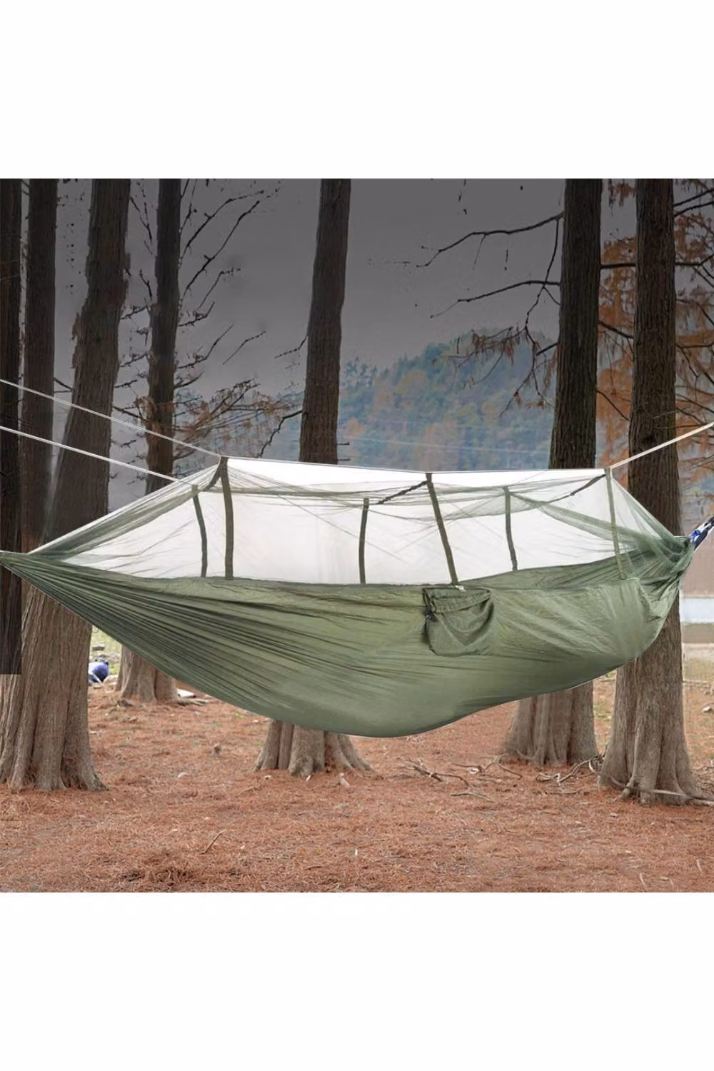 KDMD Double Camping Hammock with Integrated Mosquito Net, 200kg Capacity, Green – 3