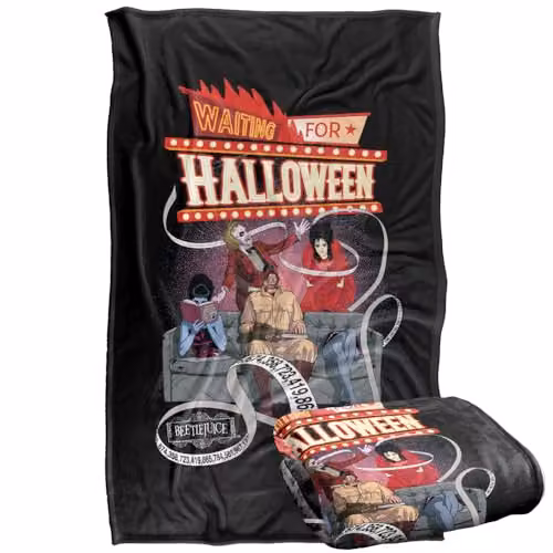 LOGOVISION Beetlejuice Waiting For Halloween Super Soft Fleece Throw Blanket, Multicolour, W/D/H: 91 x 147 cm
