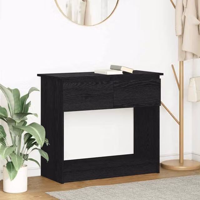 Berkfield Home Modern Black Console Table with Drawers W: 85.5 cm, D: 38.5 cm, H: 74.5 cm – 1