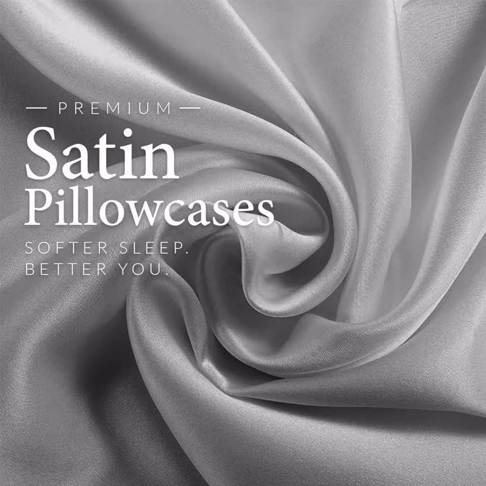Pamposh Luxury Grey Mako Satin Silk Pillow Cases, 4 Pack, Standard Size – 3