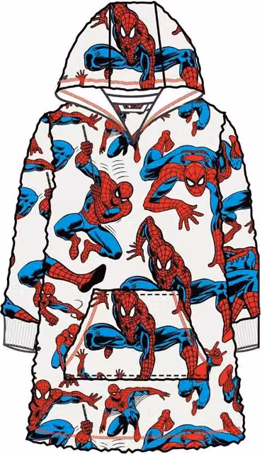 Spider-Man Childrens All-Over Print Soft Sherpa Lined Oversized Blanket Hoodie, Multicoloured, Ages 2-4 Years