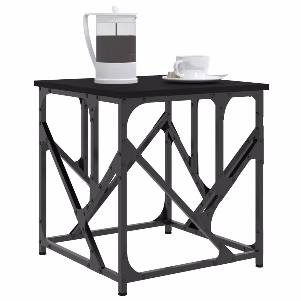 Berkfield Home Black Square Coffee Table with X-Frame Design, W/D/H: 45 x 45 x 47.5 cm – 3