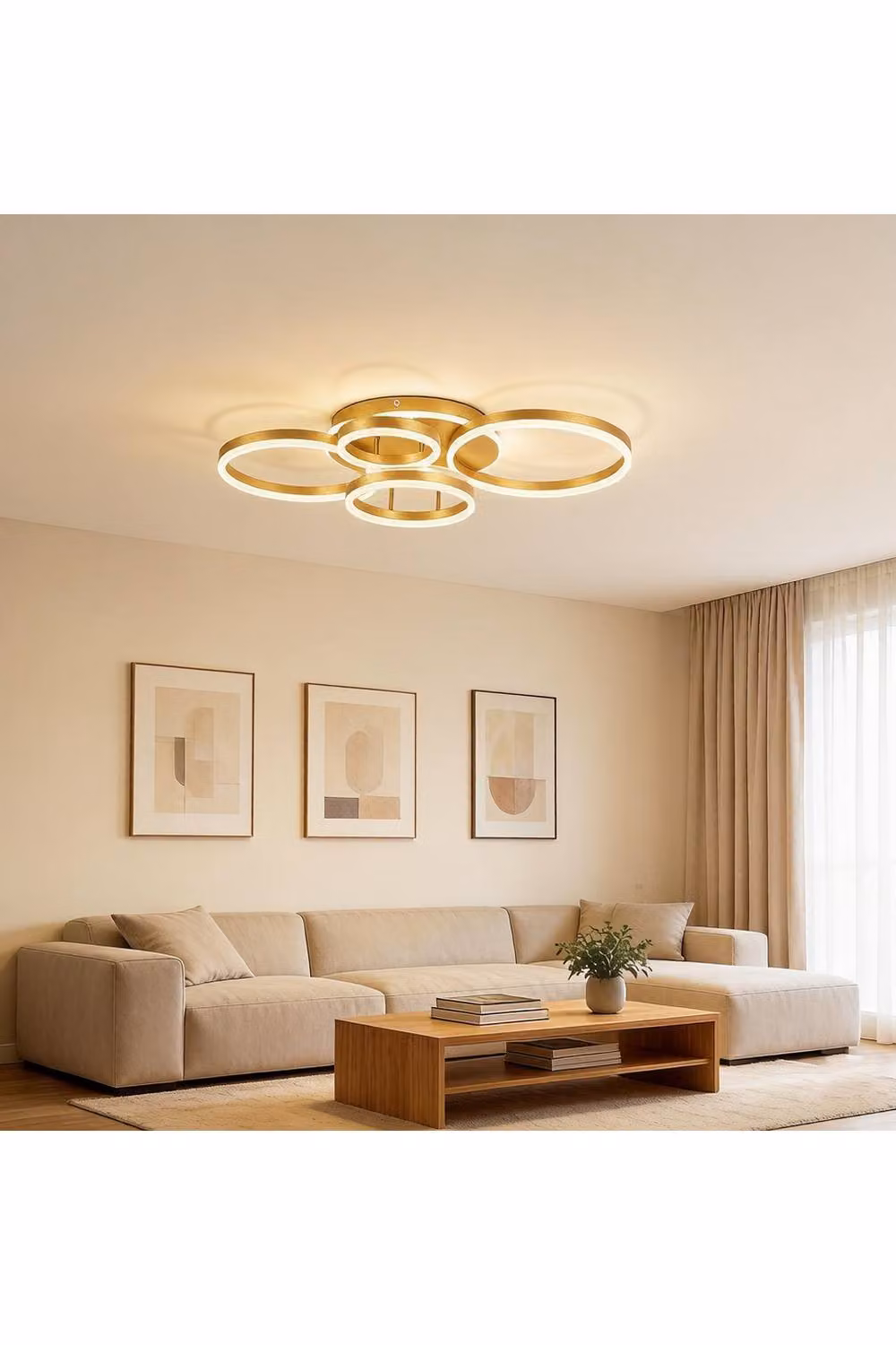 Garden Sanctuary Classic Golden Loops Energy Efficient LED Ceiling Light in Gold – 2