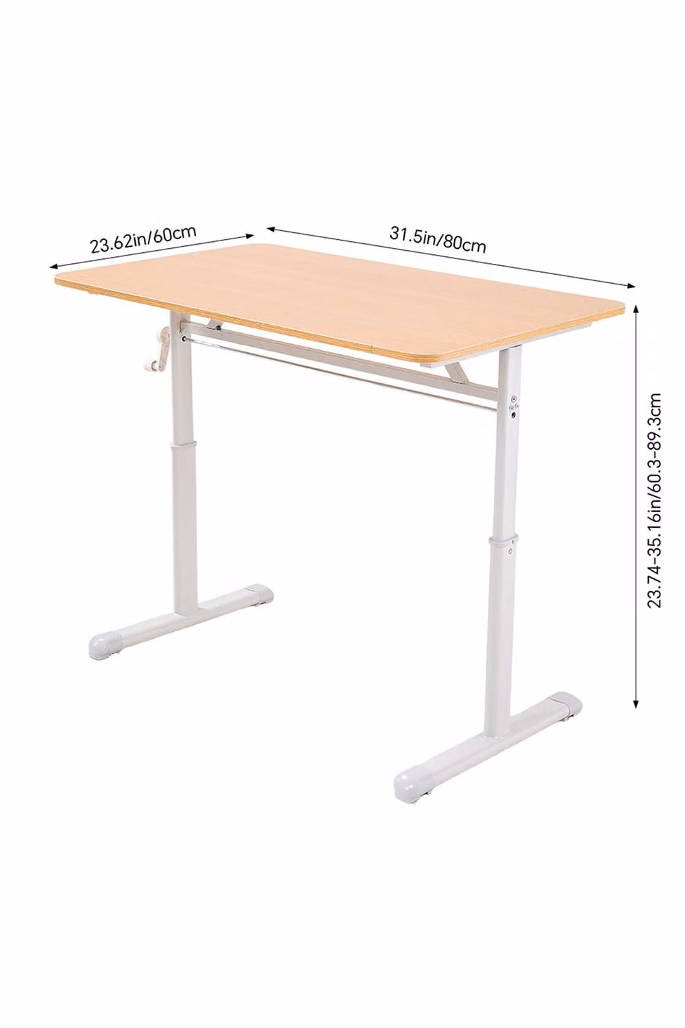 Living and Home Height Adjustable Manual Crank Office Desk, Multicolour, W: 80 cm, D: 60 cm – 2