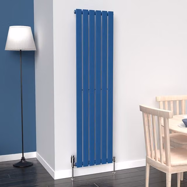 Lux Heat Flat Coloured Vertical Radiator in Galaxy Blue, H: 160 cm, W: 42 cm