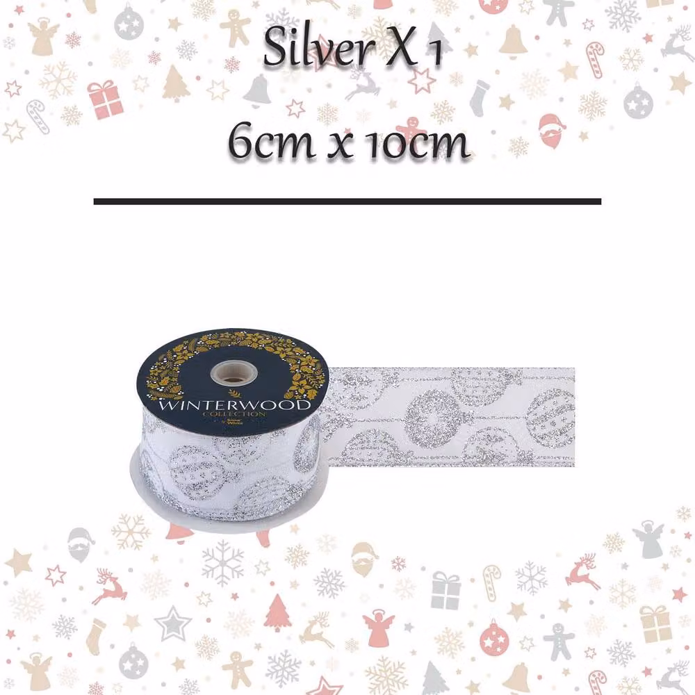 VFM e-Store Silver Christmas Ribbon Garland Bauble Ornament – 2