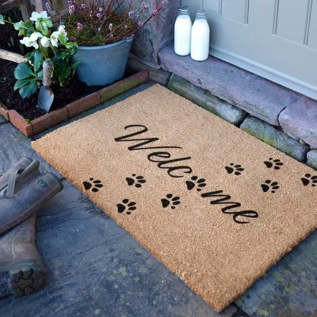 Artsy Mats Welcome Paws Coir Doormat in Brown, W/D: 90 x 60 cm