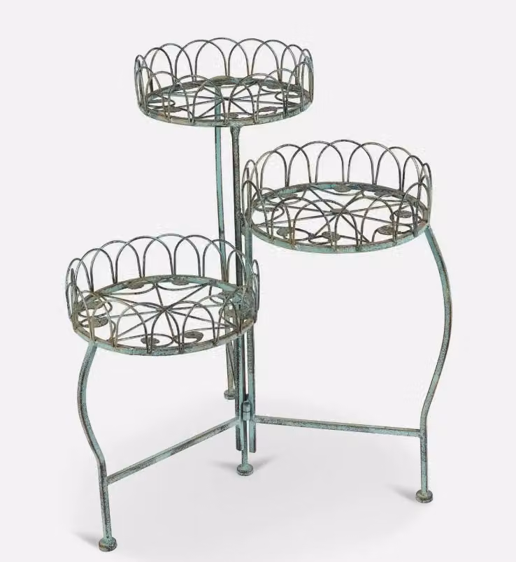 Inspirational Gifting Three-Tiered Metal Tabletop Planter Holder in Green, White or Bronze, W/D/H: 44 x 44 x 56 cm – 3