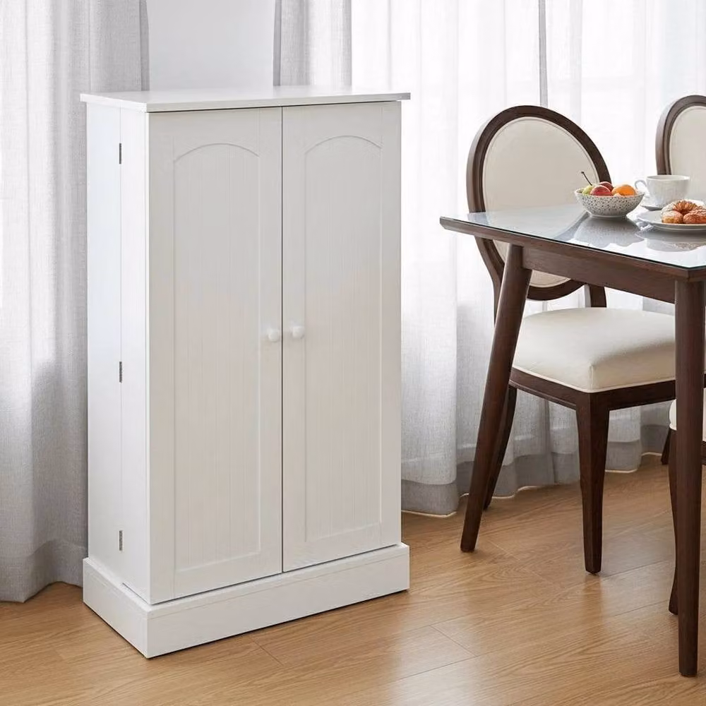 KORVIXA 5 Tier Kitchen Storage Cupboard in White with Hinged Doors and Adjustable Shelving, W: 70 cm, H: 75 cm – 2