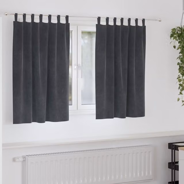 Berkfield Home Blackout Velvet Curtains with Hanging Loops, 2 Pack, Grey, W/D/H: 140 x 140 x 140 cm