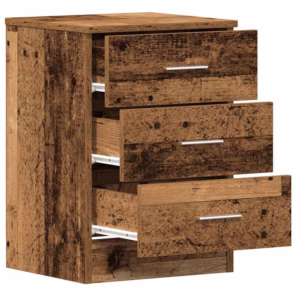 Berkfield Home Classic Bedside Cabinets, 2 Piece Set in Old Wood, W/D/H: 38 x 35 x 55 cm – 4