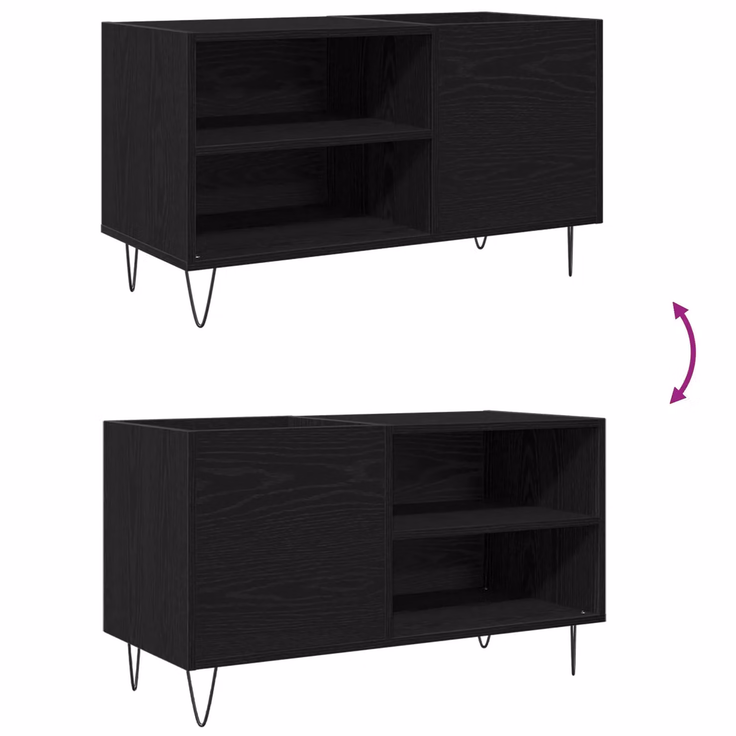 Berkfield Home Record Cabinet in Black Oak, W/D/H: 48 x 38 x 38 cm – 6