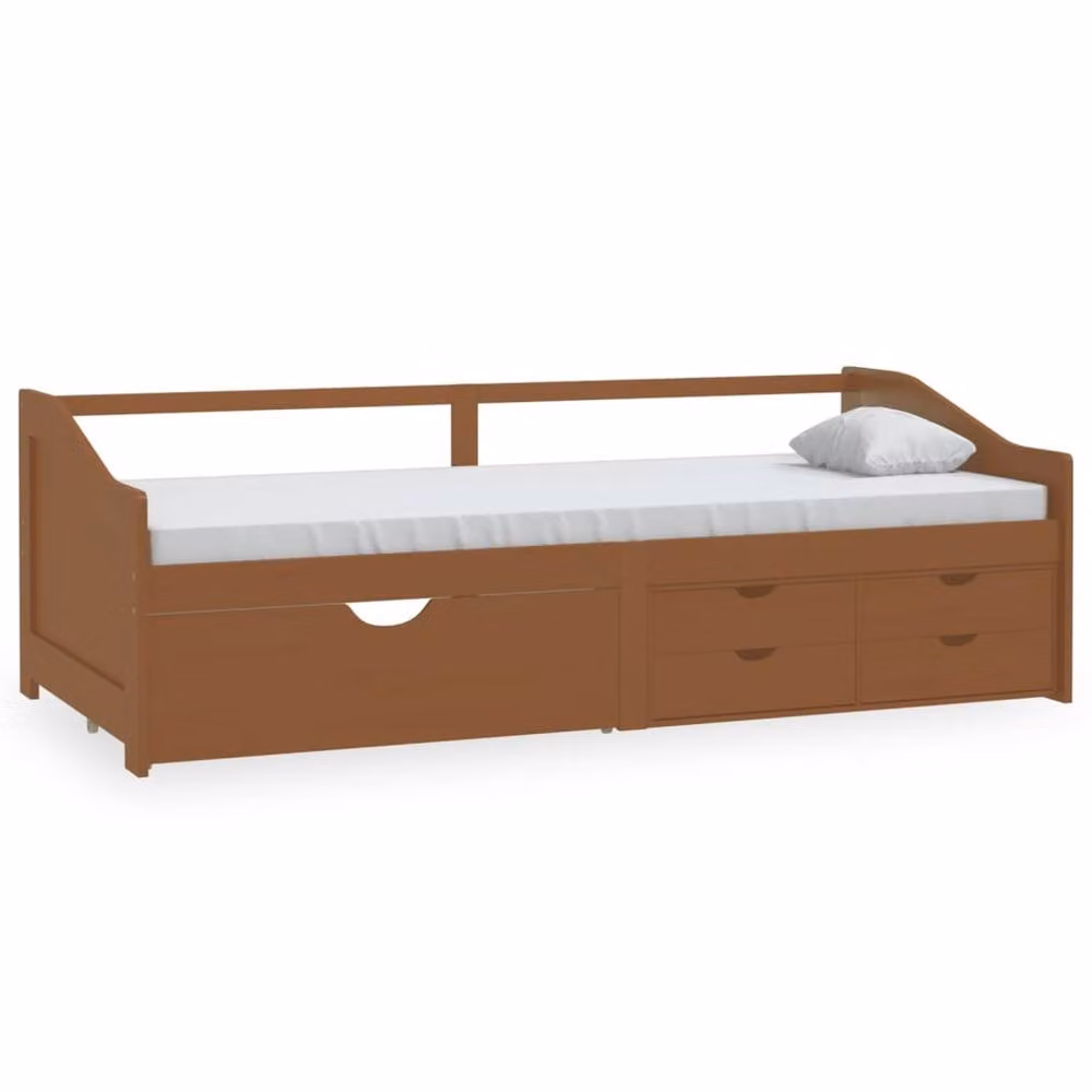 Berkfield Home Sturdy 3-Seater Day Bed with Drawers in Brown Solid Pinewood, W/D/H: 90 x 200 cm – 3