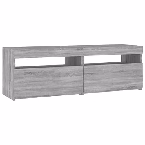 vidaXL Modern TV Cabinet with Integrated LED Lights in Grey, W/D/H: 120 x 35 x 40 cm