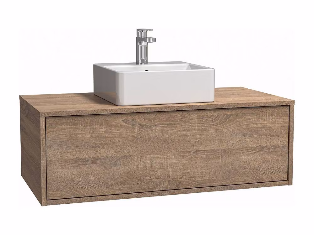 Vente-unique Suspended Bathroom Vanity Unit in Light Oak Finish, W/D/H: 94 x 47 x 32 cm – 2