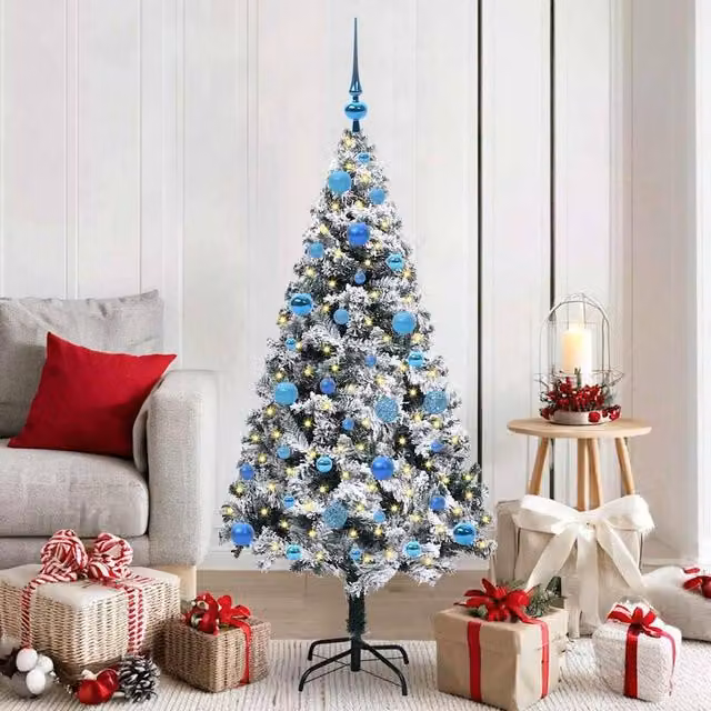 Berkfield Home Artificial Green Christmas Tree with 150 LEDs and Stand, Height: 150 cm