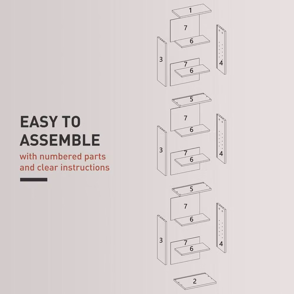 STILVORA Grey CD Storage Unit with 6 Adjustable Shelves – 7